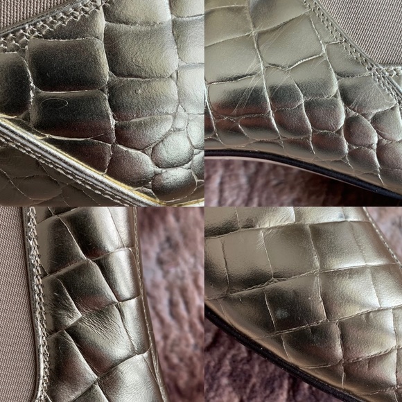 Max Mara Salice Ankle Boots Gold Croc - Picture 8 of 10